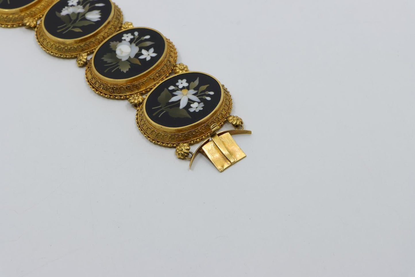 Victorian 18K Gold Pietra Dura Bracelet