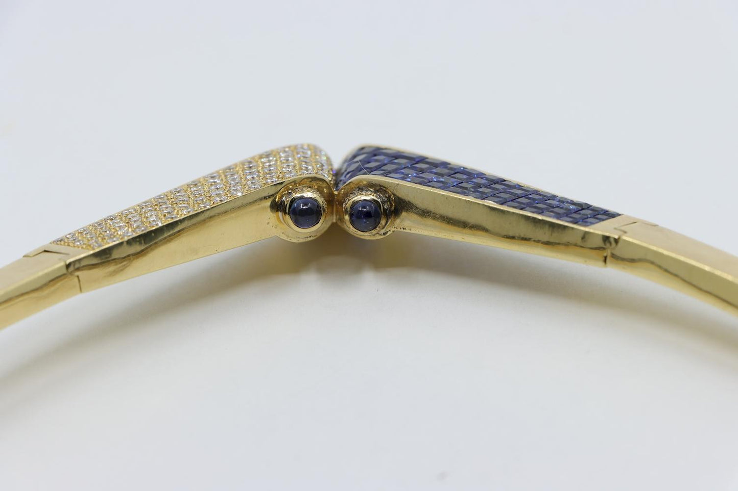 Vintage 18K Gold Sapphire Diamond Torque Necklace