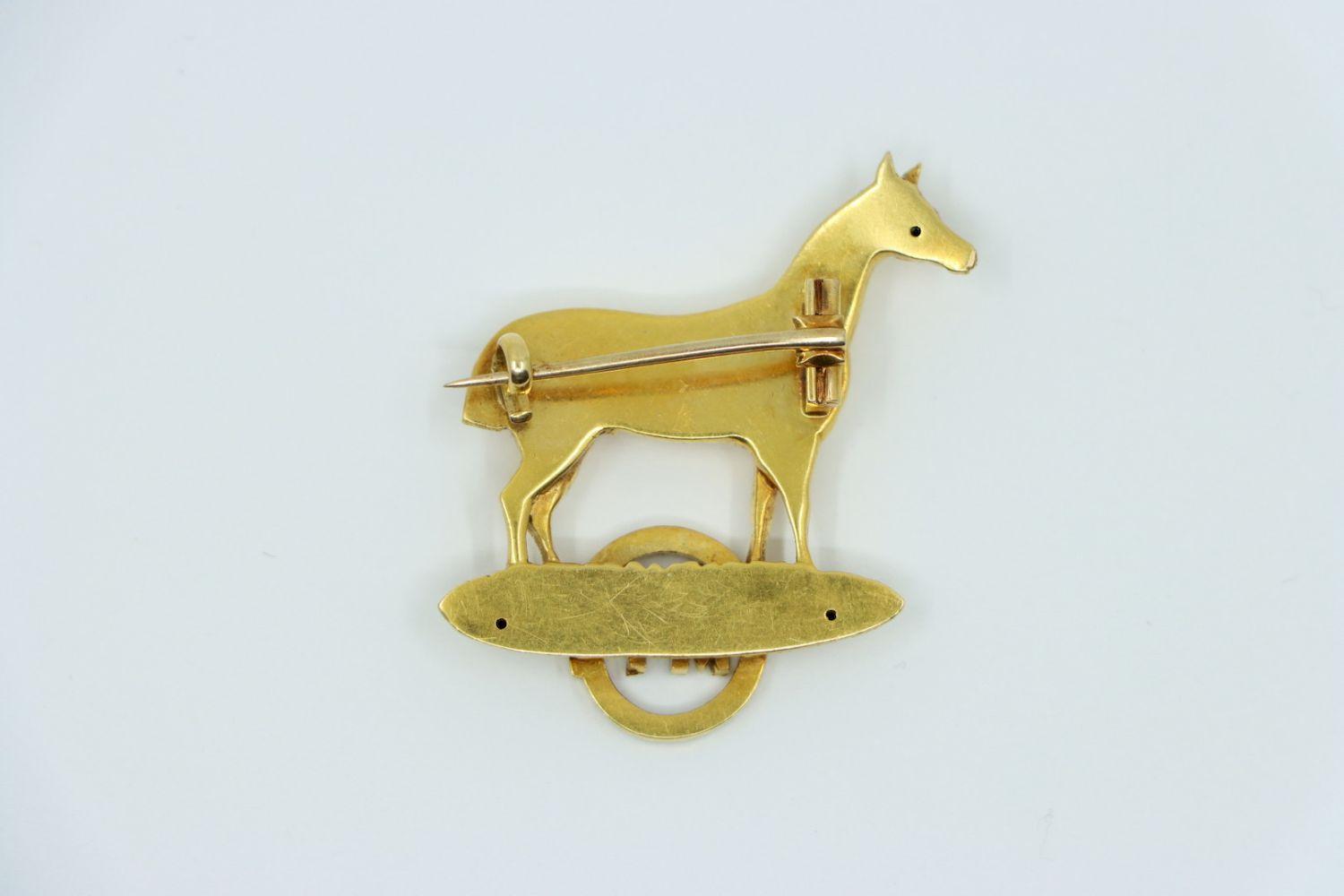 Victorian 18K Gold Horse Brooch Pin