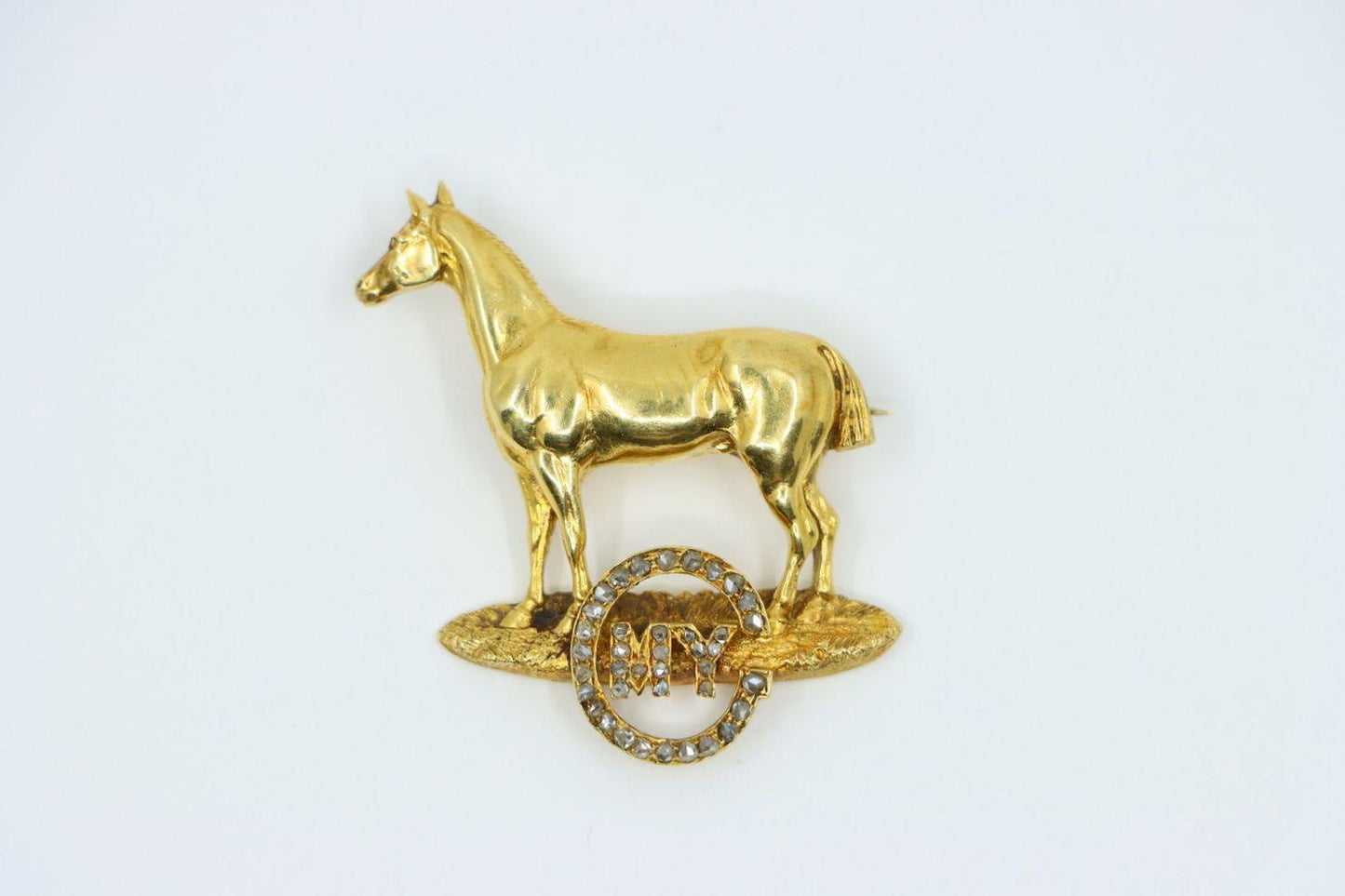 Victorian 18K Gold Horse Brooch Pin