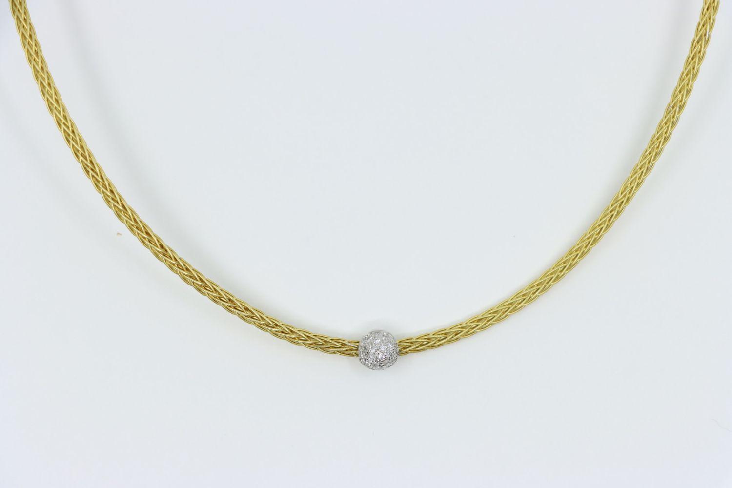 Vintage 18K Gold Braided Diamond Necklace