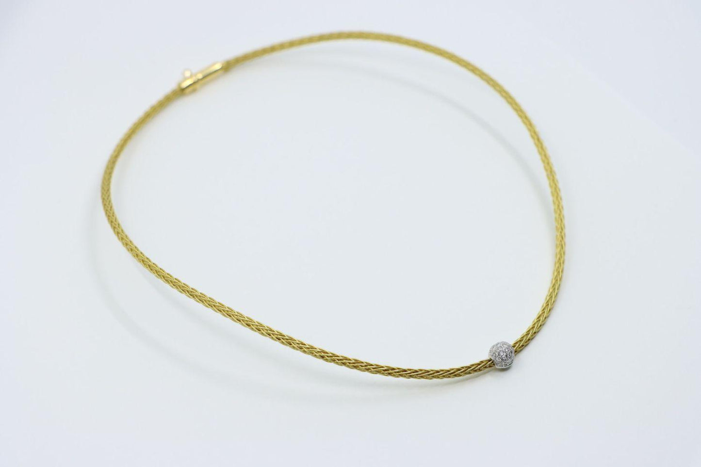 Vintage 18K Gold Braided Diamond Necklace