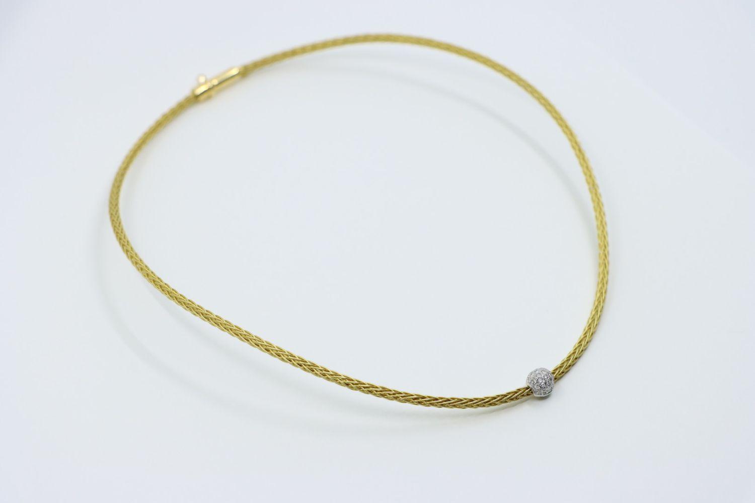 Vintage 18K Gold Braided Diamond Necklace
