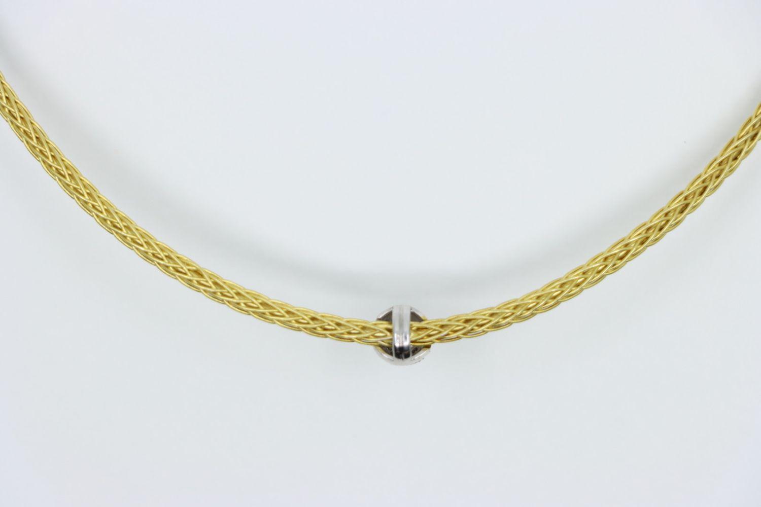 Vintage 18K Gold Braided Diamond Necklace