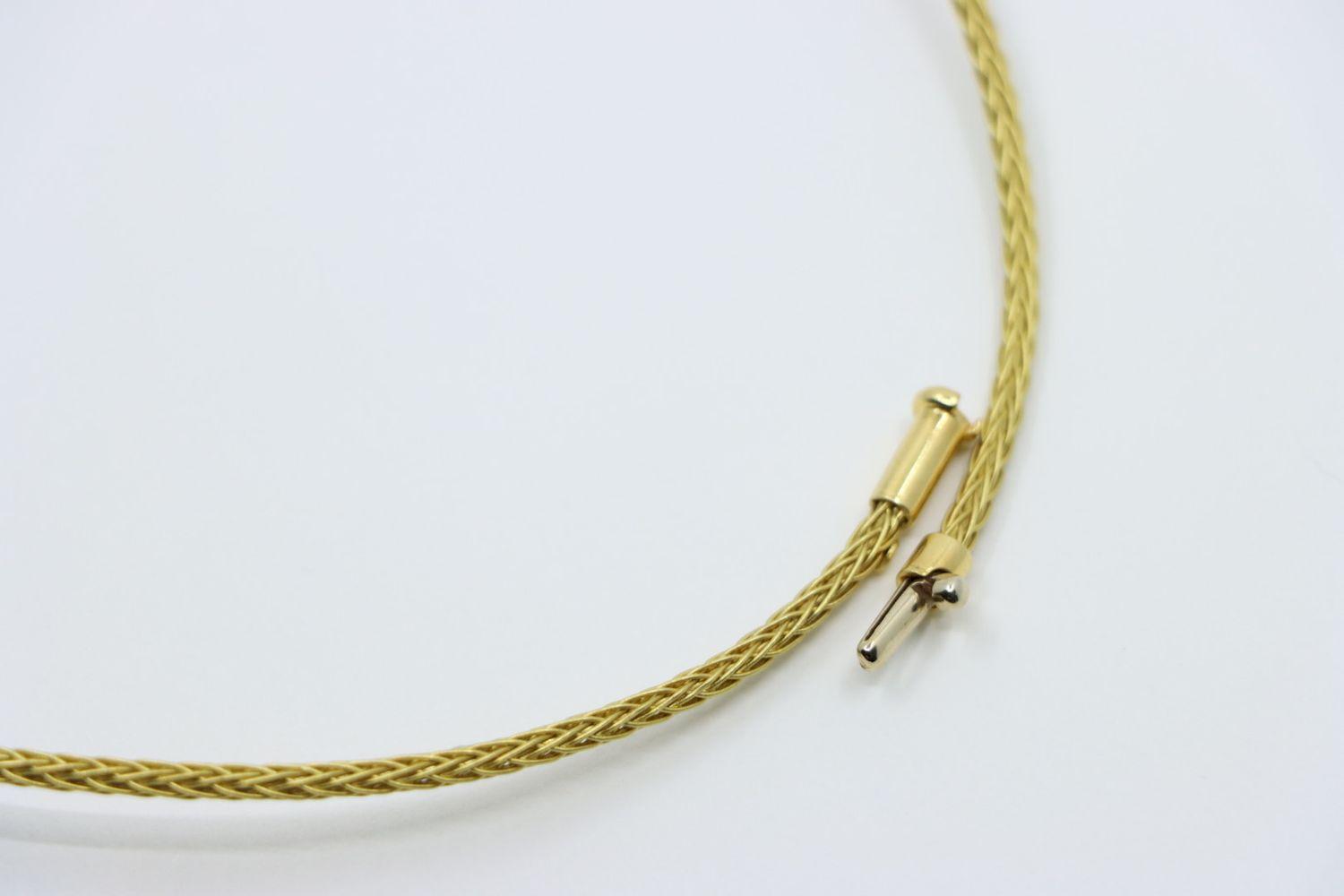Vintage 18K Gold Braided Diamond Necklace