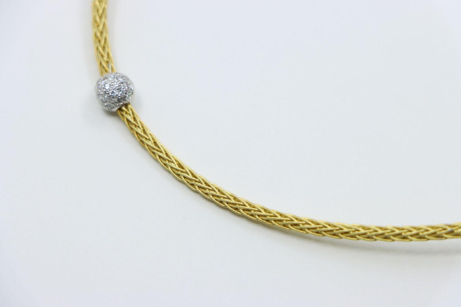 Vintage 18K Gold Braided Diamond Necklace