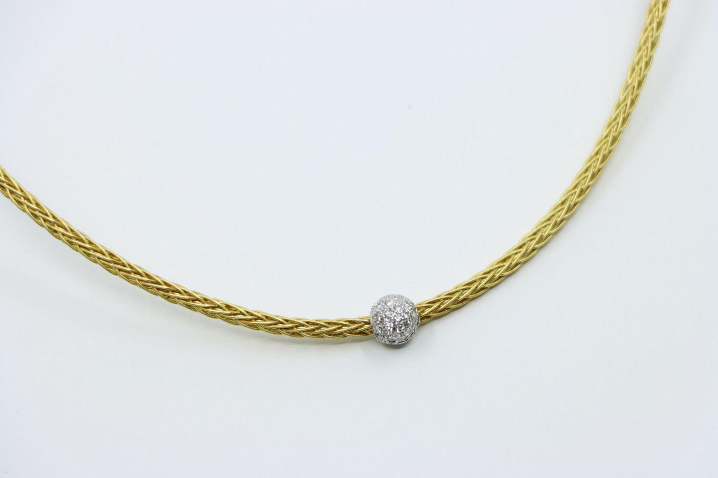 Vintage 18K Gold Braided Diamond Necklace