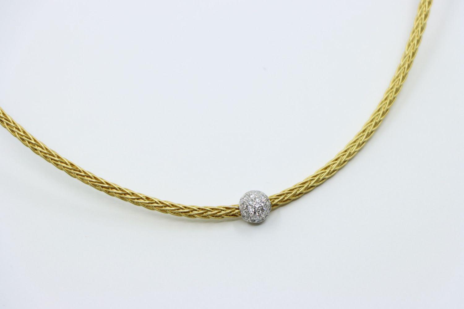 Vintage 18K Gold Braided Diamond Necklace