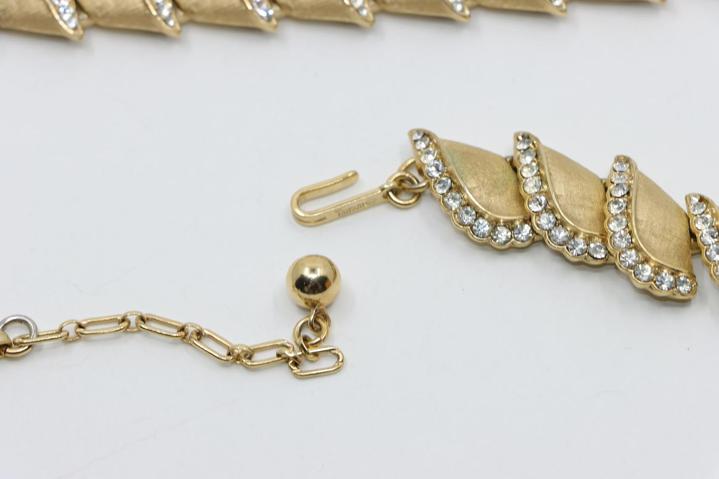 Vintage Trifari Gold Tone Rhinestones Bracelet & Necklace Set